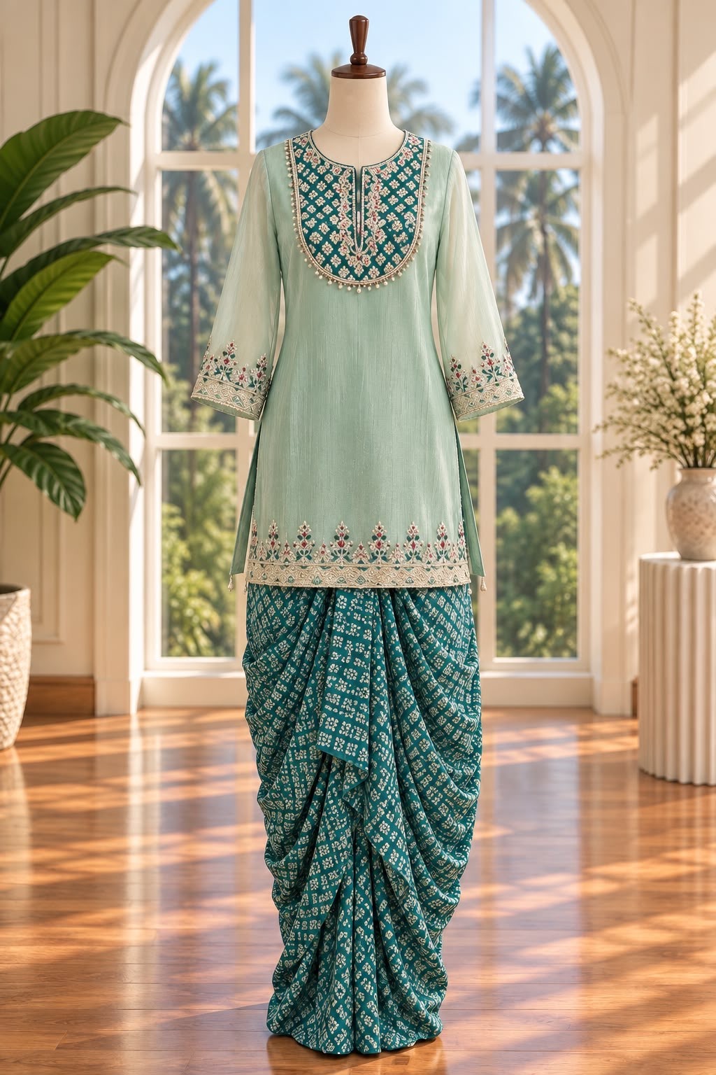 Aabhaara Mint Drape Set